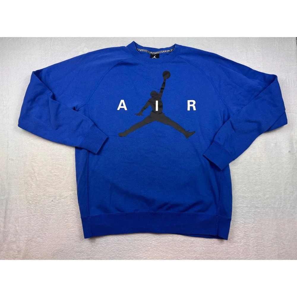 Jordan Mens Jumpman Air Crewneck Sweatshirt Royal Blue XL Fleece Pullover